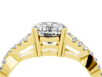 Oval Cut Moissanite Solitaire Ring in Yellow gold with Interwoven Pavé Band and Prong Setting_4
