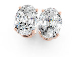 Oval Cut Moissanite Stud Earrings in Rose gold with Basket Setting_1