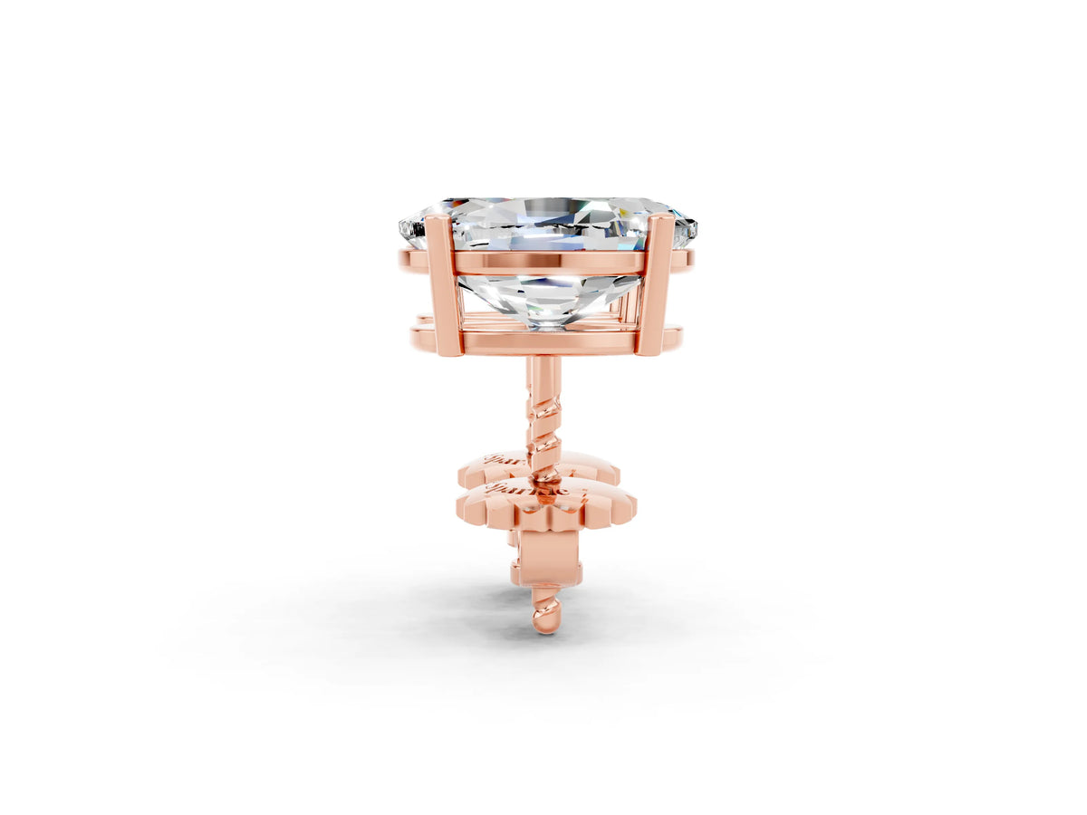 Oval Cut Moissanite Stud Earrings in Rose gold with Basket Setting_2