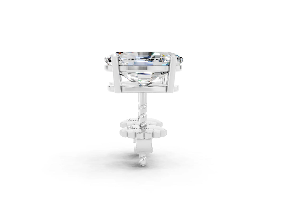 Oval Cut Moissanite Stud Earrings in White gold with Basket Setting_2