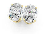 Oval Cut Moissanite Stud Earrings in Yellow gold with Basket Setting_1