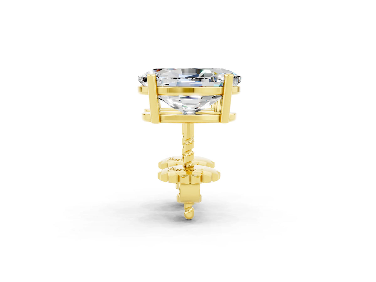 Oval Cut Moissanite Stud Earrings in Yellow gold with Basket Setting_2