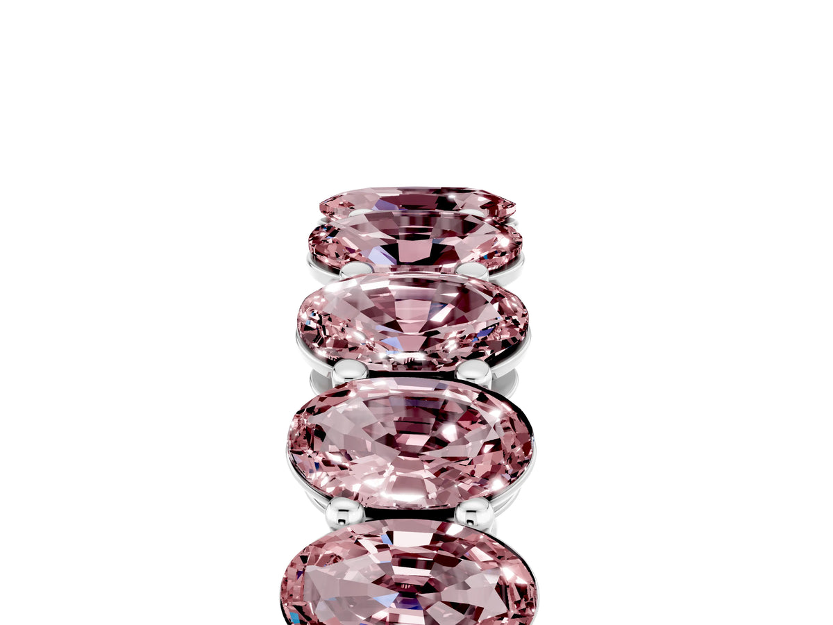Oval Cut Morganite Eternity Band in Platinum with Shared Prong Setting_5