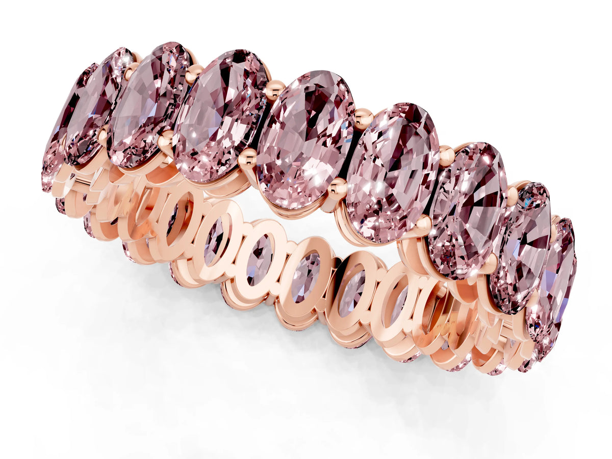 Oval Cut Morganite Eternity Band in Rose gold with Shared Prong Setting_1
