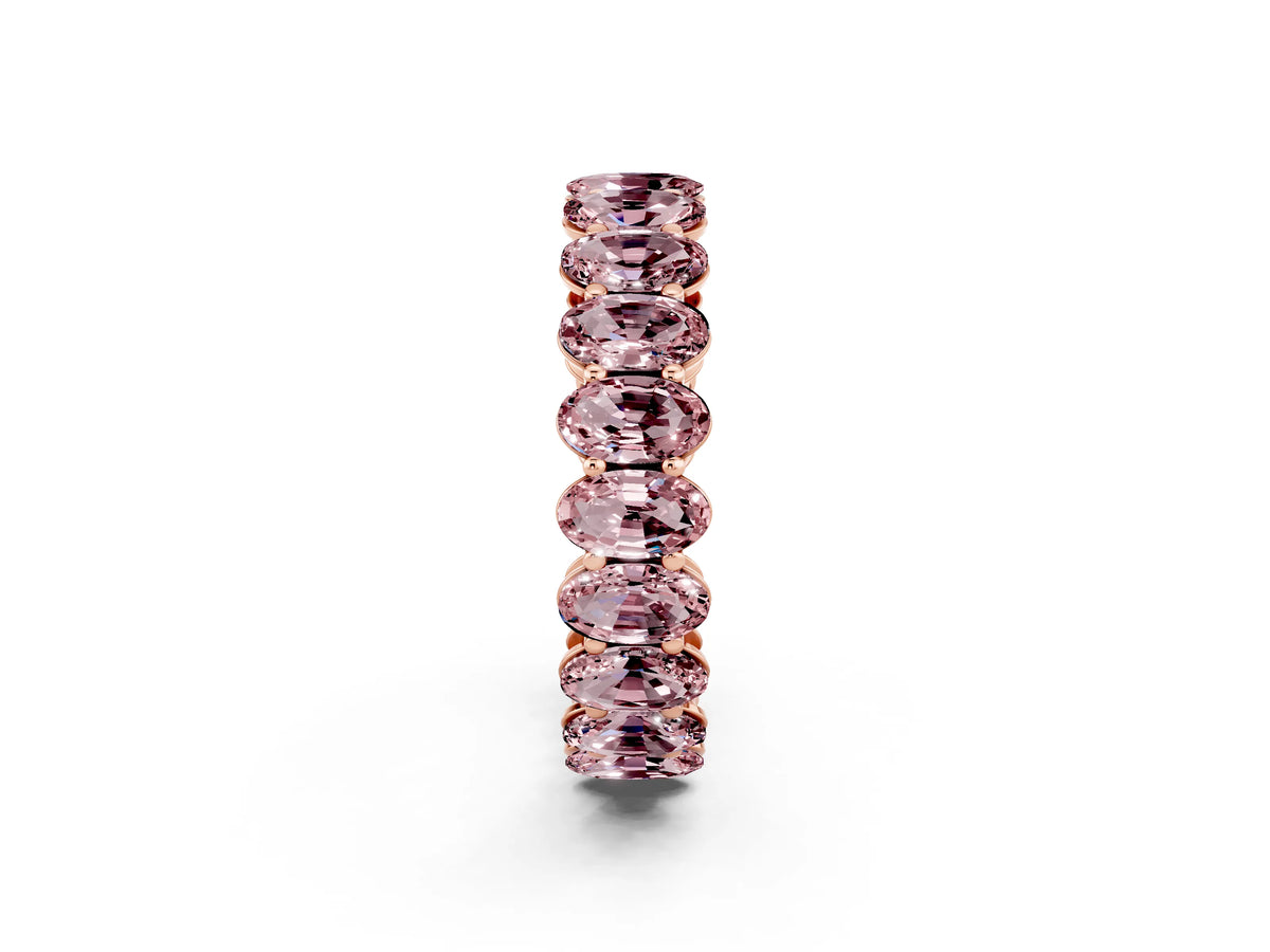 Oval Cut Morganite Eternity Band in Rose gold with Shared Prong Setting_2