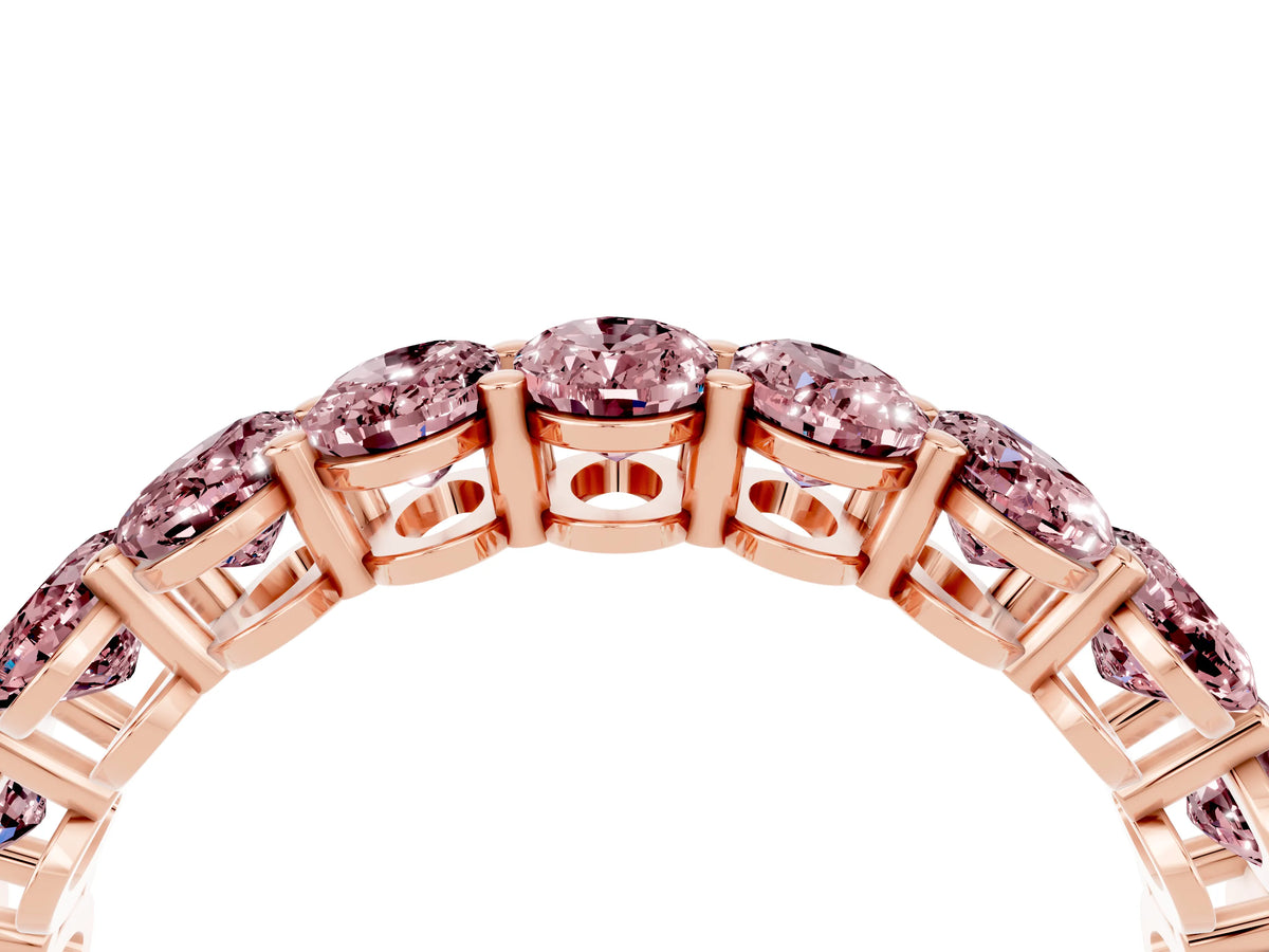 Oval Cut Morganite Eternity Band in Rose gold with Shared Prong Setting_4