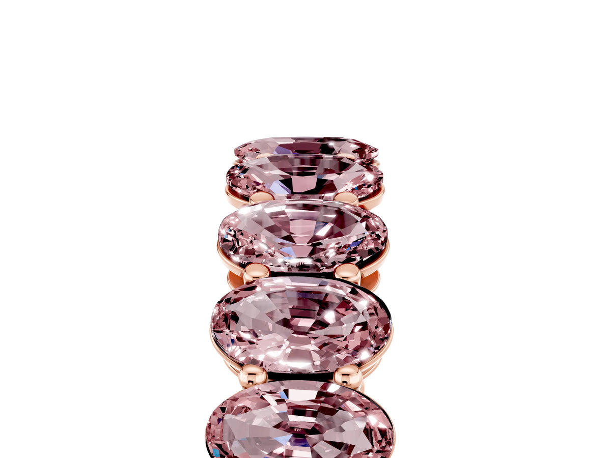 Oval Cut Morganite Eternity Band in Rose gold with Shared Prong Setting_5