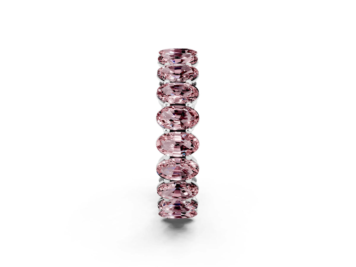 Oval Cut Morganite Eternity Band in Silver with Shared Prong Setting_2