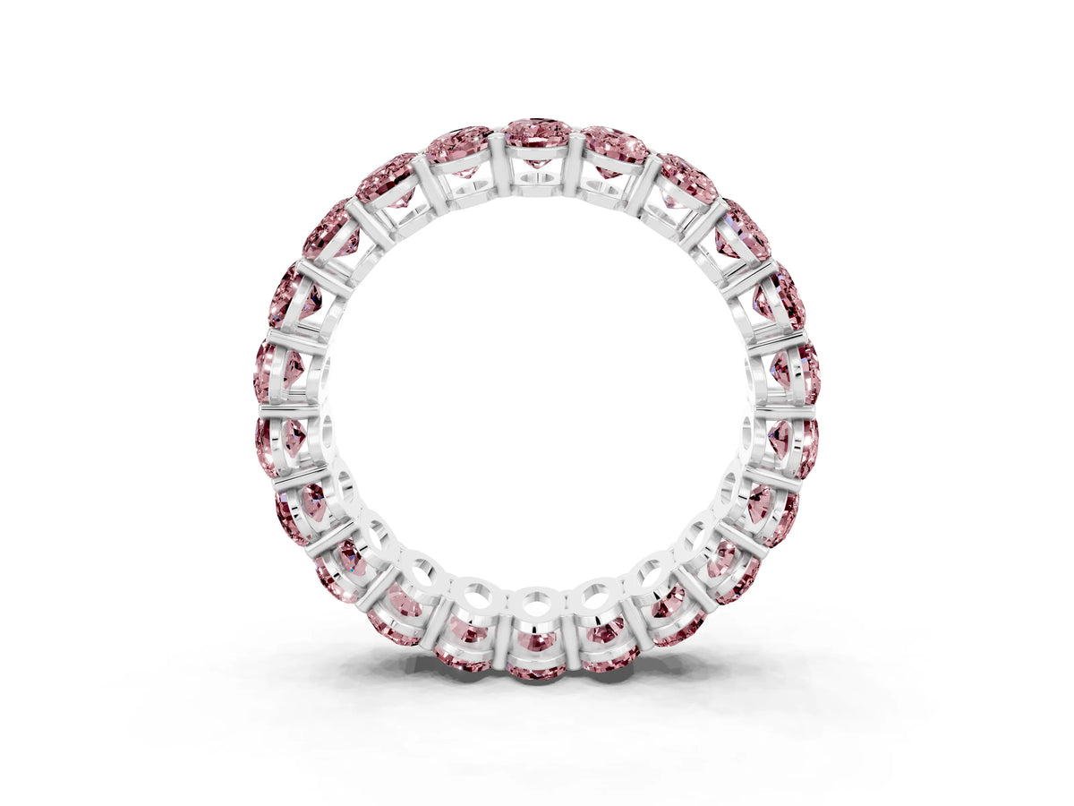 Oval Cut Morganite Eternity Band in Silver with Shared Prong Setting_3