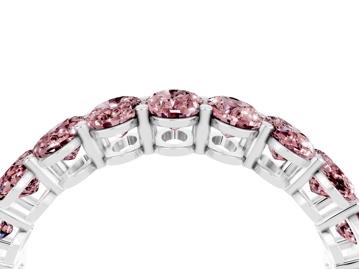 Oval Cut Morganite Eternity Band in White gold with Shared Prong Setting_4