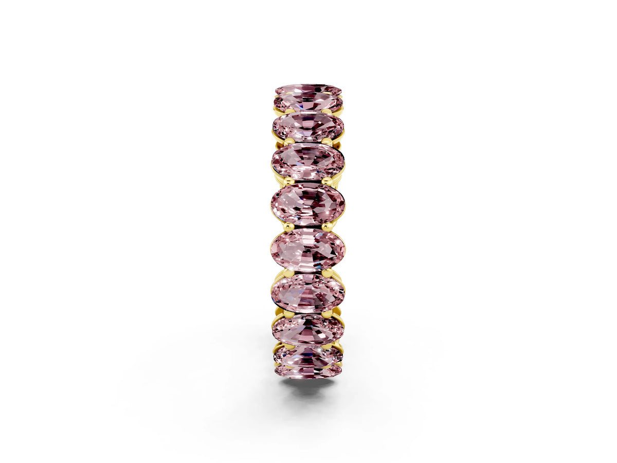 Oval Cut Morganite Eternity Band in Yellow gold with Shared Prong Setting_2