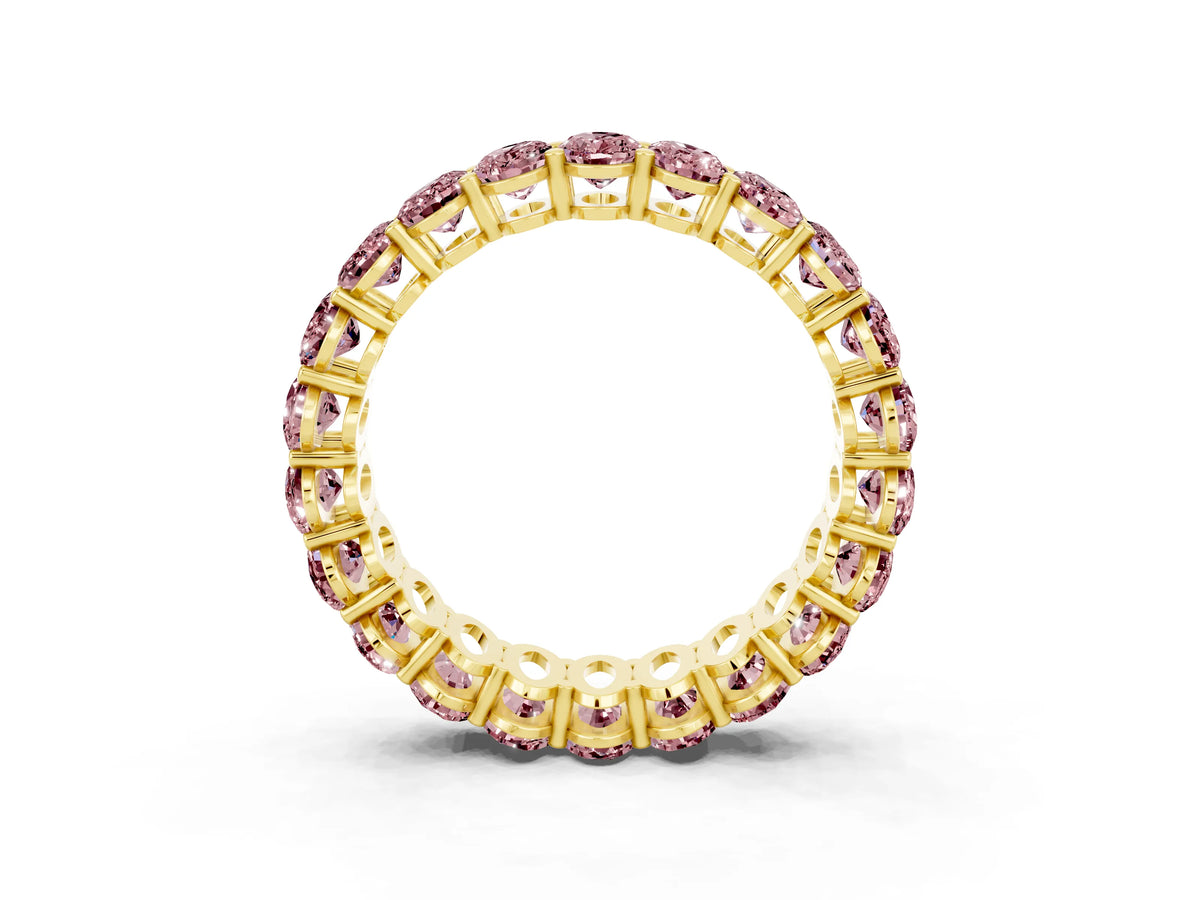 Oval Cut Morganite Eternity Band in Yellow gold with Shared Prong Setting_3