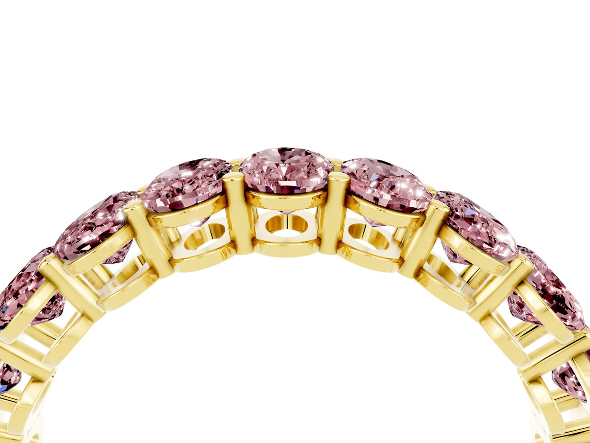Oval Cut Morganite Eternity Band in Yellow gold with Shared Prong Setting_4