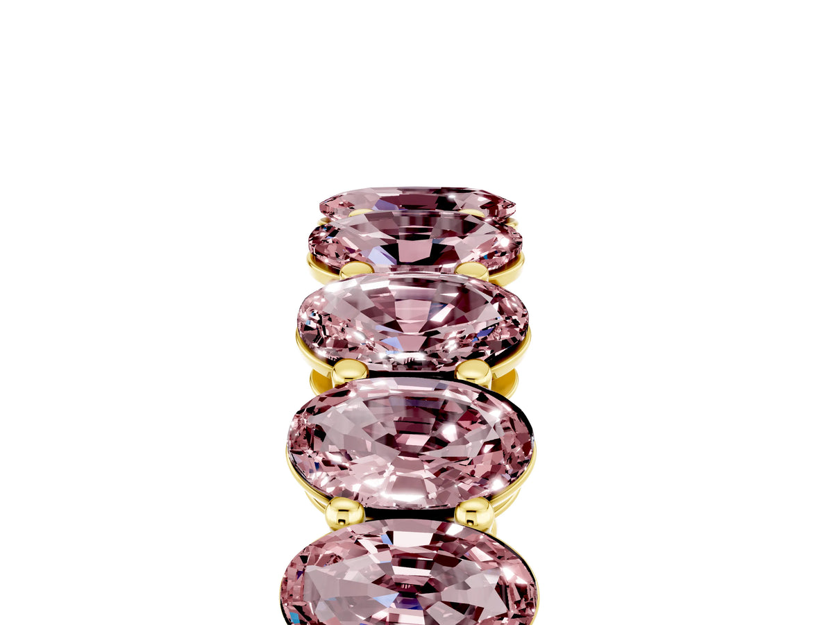Oval Cut Morganite Eternity Band in Yellow gold with Shared Prong Setting_5