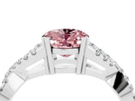 Oval Cut Morganite Solitaire Ring in Platinum with Interwoven Pavé Band and Prong Setting_10