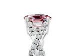Oval Cut Morganite Solitaire Ring in Platinum with Interwoven Pavé Band and Prong Setting_11