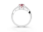 Oval Cut Morganite Solitaire Ring in Platinum with Interwoven Pavé Band and Prong Setting_9