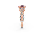 Oval Cut Morganite Solitaire Ring in Rose gold with Interwoven Pavé Band and Prong Setting_2
