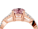 Oval Cut Morganite Solitaire Ring in Rose gold with Interwoven Pavé Band and Prong Setting_4