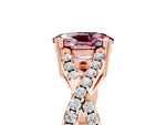 Oval Cut Morganite Solitaire Ring in Rose gold with Interwoven Pavé Band and Prong Setting_5