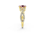 Oval Cut Morganite Solitaire Ring in Yellow gold with Interwoven Pavé Band and Prong Setting_2