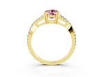 Oval Cut Morganite Solitaire Ring in Yellow gold with Interwoven Pavé Band and Prong Setting_3