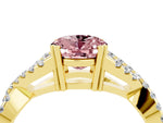 Oval Cut Morganite Solitaire Ring in Yellow gold with Interwoven Pavé Band and Prong Setting_4