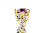 Oval Cut Morganite Solitaire Ring in Yellow gold with Interwoven Pavé Band and Prong Setting_5