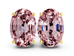 Oval Cut Morganite Stud Earrings in Yellow gold with Basket Setting