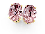 Oval Cut Morganite Stud Earrings in Yellow gold with Basket Setting_1