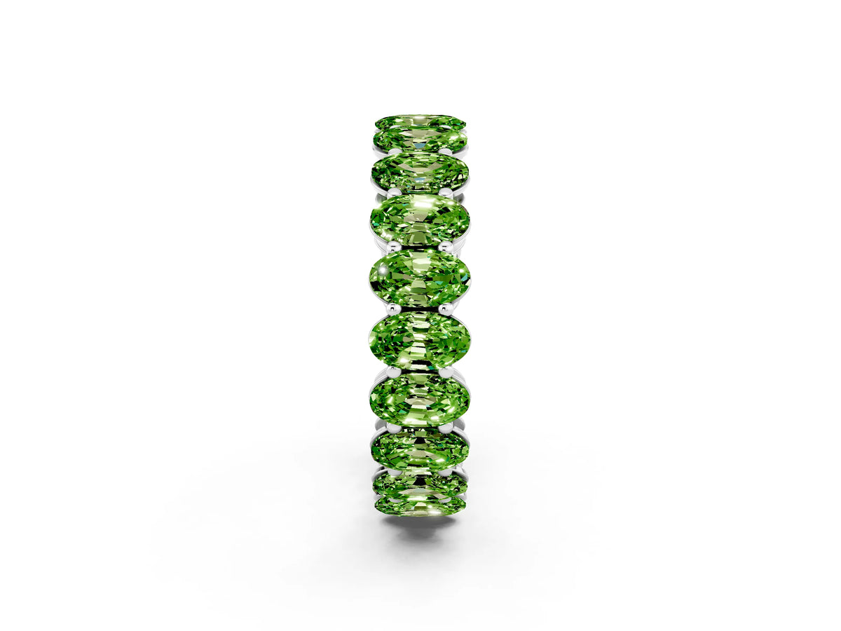 Oval Cut Peridot Eternity Band in Platinum with Shared Prong Setting_2