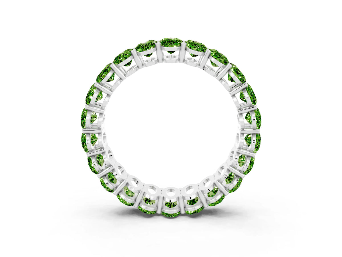 Oval Cut Peridot Eternity Band in Platinum with Shared Prong Setting_3