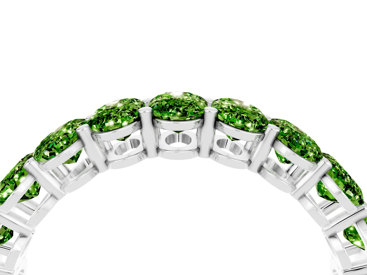 Oval Cut Peridot Eternity Band in Platinum with Shared Prong Setting_4