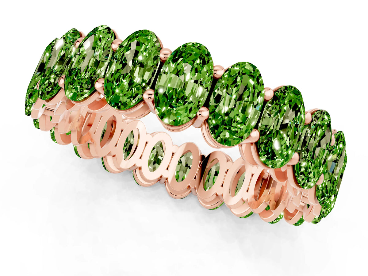 Oval Cut Peridot Eternity Band in Rose gold with Shared Prong Setting_1