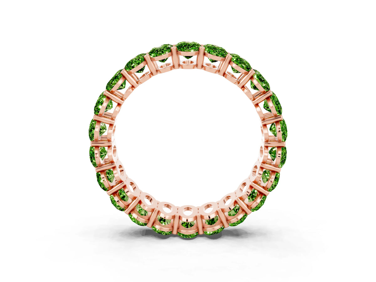 Oval Cut Peridot Eternity Band in Rose gold with Shared Prong Setting_3