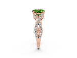 Oval Cut Peridot Solitaire Ring in Rose gold with Interwoven Pavé Band and Prong Setting_2