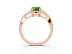 Oval Cut Peridot Solitaire Ring in Rose gold with Interwoven Pavé Band and Prong Setting_3