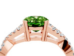 Oval Cut Peridot Solitaire Ring in Rose gold with Interwoven Pavé Band and Prong Setting_4