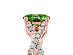 Oval Cut Peridot Solitaire Ring in Rose gold with Interwoven Pavé Band and Prong Setting_5