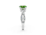 Oval Cut Peridot Solitaire Ring in Silver with Interwoven Pavé Band and Prong Setting_8
