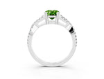 Oval Cut Peridot Solitaire Ring in White gold with Interwoven Pavé Band and Prong Setting_3