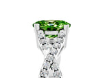 Oval Cut Peridot Solitaire Ring in White gold with Interwoven Pavé Band and Prong Setting_5