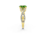 Oval Cut Peridot Solitaire Ring in Yellow gold with Interwoven Pavé Band and Prong Setting_2