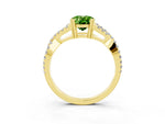 Oval Cut Peridot Solitaire Ring in Yellow gold with Interwoven Pavé Band and Prong Setting_3