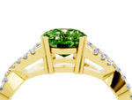 Oval Cut Peridot Solitaire Ring in Yellow gold with Interwoven Pavé Band and Prong Setting_4