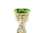 Oval Cut Peridot Solitaire Ring in Yellow gold with Interwoven Pavé Band and Prong Setting_5