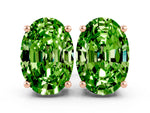 Oval Cut Peridot Stud Earrings in Rose gold with Basket Setting