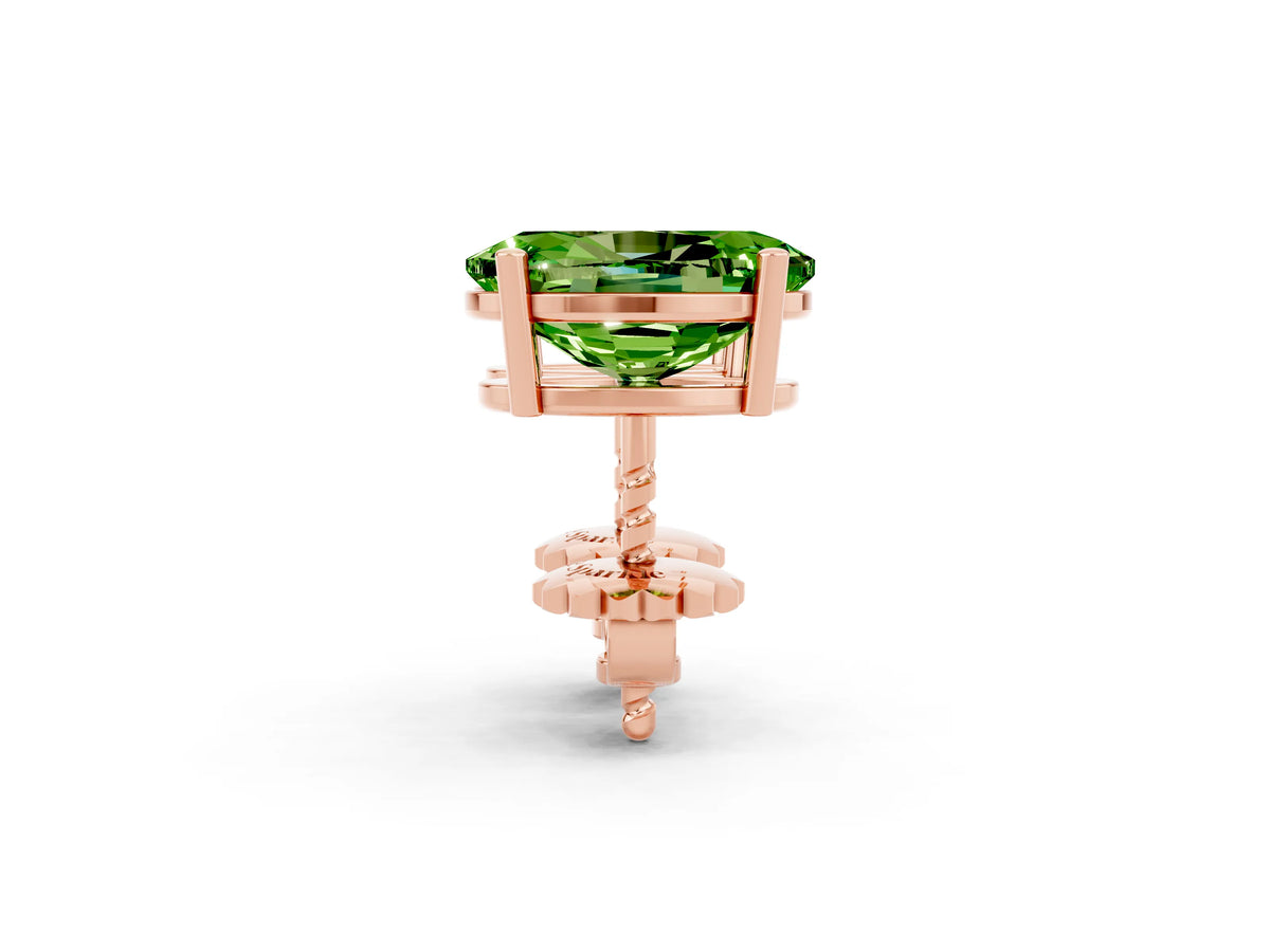 Oval Cut Peridot Stud Earrings in Rose gold with Basket Setting_2