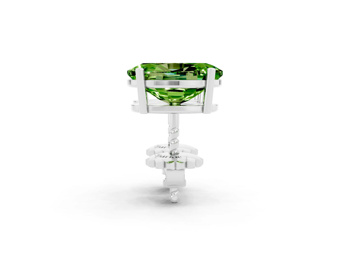 Oval Cut Peridot Stud Earrings in White gold with Basket Setting_2