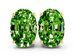 Oval Cut Peridot Stud Earrings in Yellow gold with Basket Setting